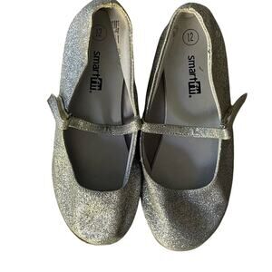 SMARTFIT Girls Silver Ballerina Shoes Slippers Size 12